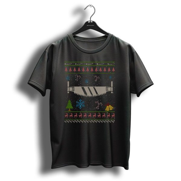Lumberjack Ugly Christmas Sweater Logger Saw Reindeer Trees Snowflakes T Shirt 1 t shirt 1