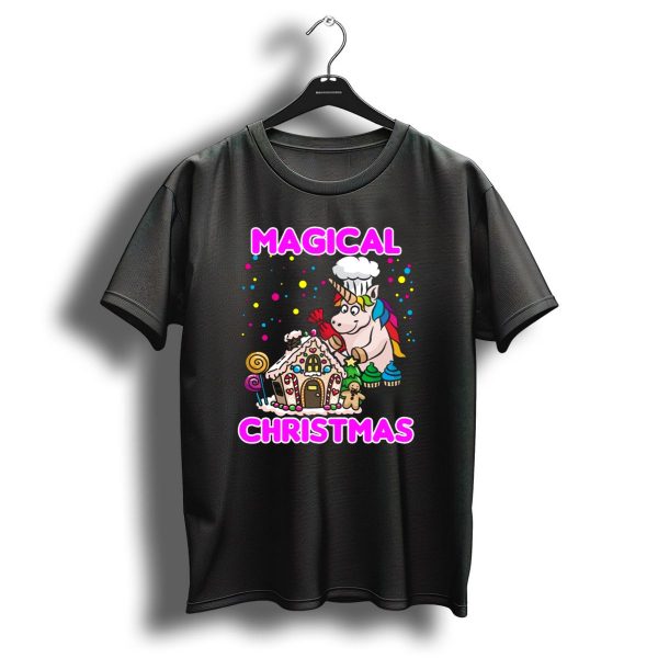 Magical Christmas Unicorn Gingerbread House Chef Fantasy T Shirt 1 t shirt 1