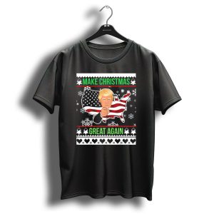 Make Christmas Great Again Donald Trump Usa Flag Map Snowflakes T Shirt 1