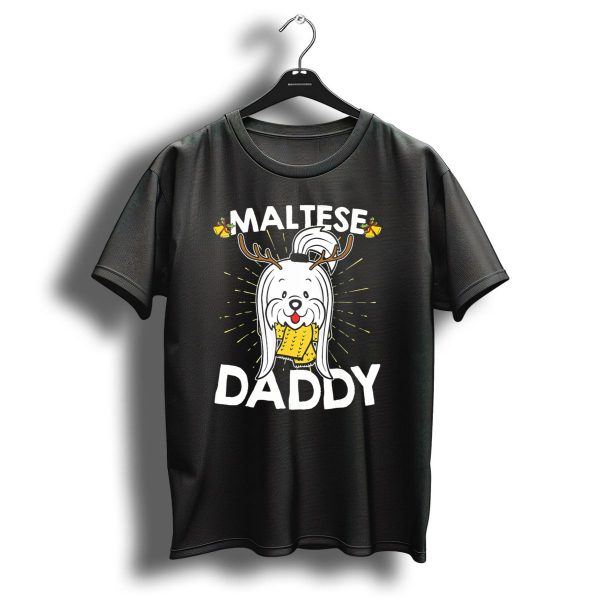 Maltese Daddy Christmas Bells Antler Sweater Dog T Shirt 1 t shirt 1