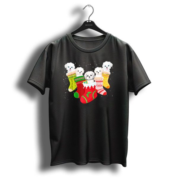Maltese Dog Christmas Stockings Festive Holiday Gift Idea T Shirt 1 t shirt 1