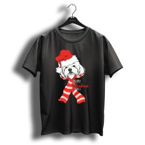 Maltese Dog In Santa Hat Merry Christmas Yall T-Shirt