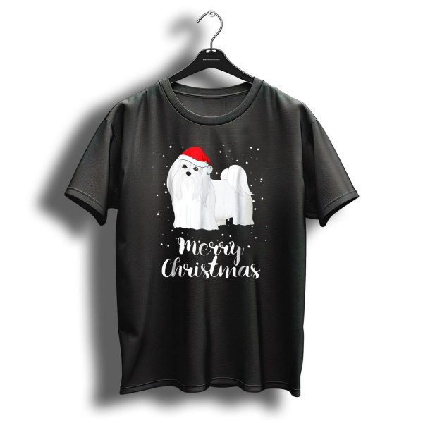 Maltese Merry Christmas With Santa Hat Matching Family Group T Shirt 1 t shirt 1