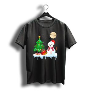 Maltese Snowman Christmas Tree Santa Hat Moon Sleigh T-Shirt