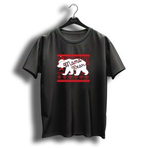 Mama Bear Christmas Sweater Festive Santa Hat T Shirt