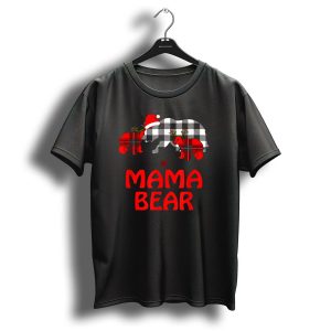 Mama Bear Plaid Cubs Christmas Santa Hat Buffalo Plaid T Shirt 1