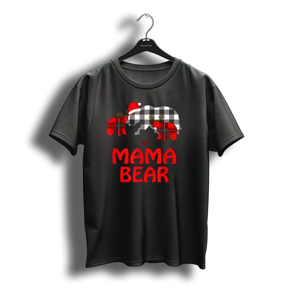 Mama Bear Plaid Cubs Christmas Santa Hat Buffalo Plaid T Shirt t shirt 1