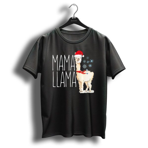 Mama Llama Christmas Snowflakes Santa Hat T Shirt 1 t shirt 1