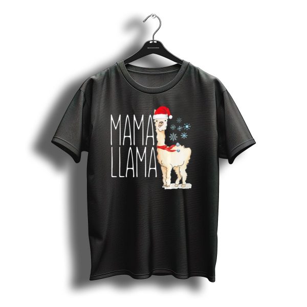 Mama Llama Christmas Snowflakes Santa Hat T Shirt t shirt 1