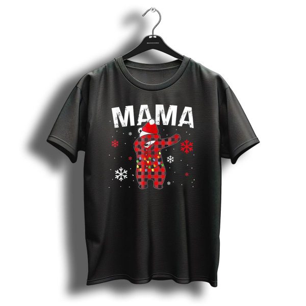 Mama Red Plaid Bear Dabbing Christmas Snowflakes Buffalo Matching Fam T Shirt 1 t shirt 1