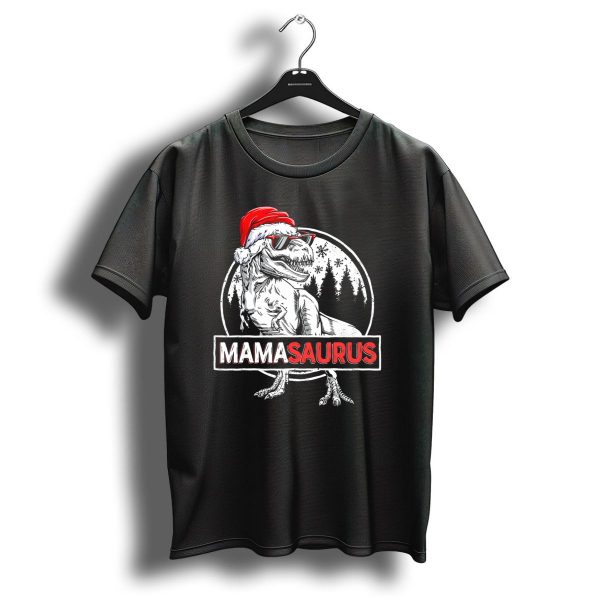 Mamasaurus Dinosaur Christmas Santa Hat Sunglasses T Shirt 1 t shirt 1