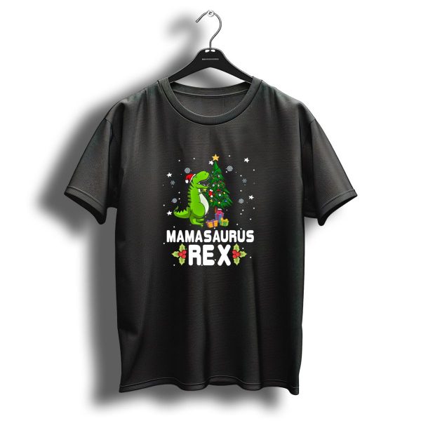 Mamasaurus Rex Dinosaur With Christmas Tree And Santa Hat T Shirt 1 t shirt 1
