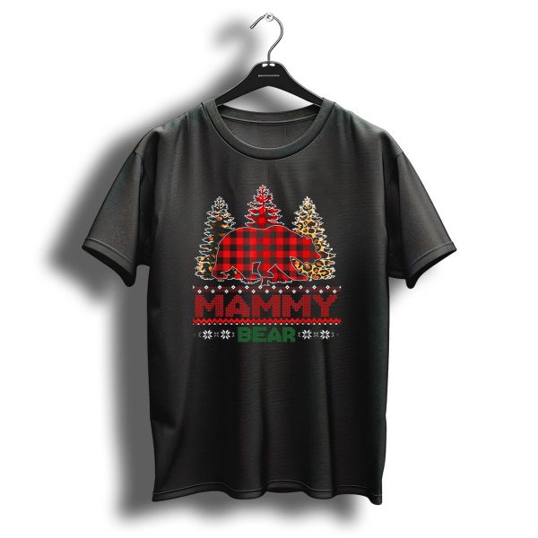 Mammy Bear Red Plaid Christmas Tree Snowflakes Leopard Pine Trees T Shirt 1 t shirt 1