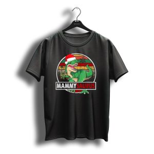 Mammysaurus Dinosaur Christmas T Rex With Santa Hat T-Shirt