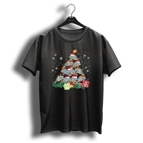 Manatee Christmas Tree Santa Hat Lights Snowflakes Gifts Star T Shirt 1 t shirt 1