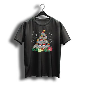 Manatee Christmas Tree Santa Hat Lights Snowflakes Gifts Star T-Shirt