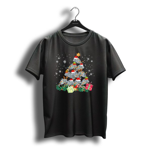 Manatee Christmas Tree Santa Hat Lights Snowflakes Gifts Star T Shirt t shirt 1