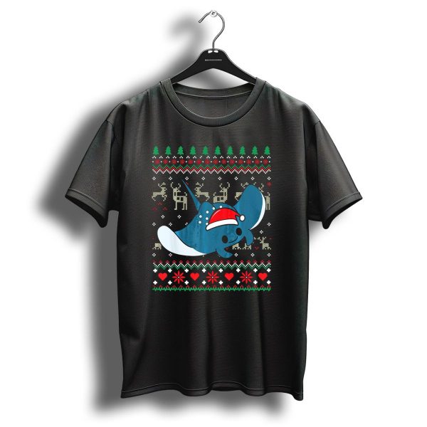 Manta Ray Christmas Ornament Ugly Sweater Pattern With Santa Hat And Reindeer T Shirt 1 t shirt 1