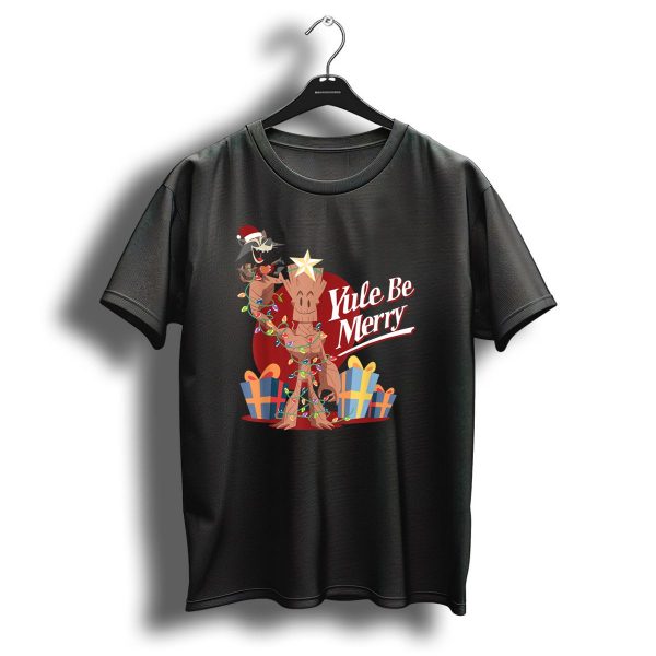 Marvel Groot And Rocket Yule Be Merry Holiday Christmas Lights Gifts T Shirt 1 t shirt 1