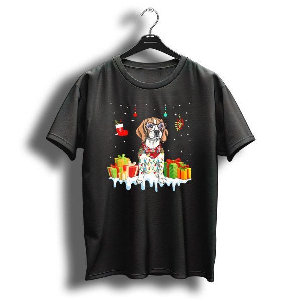 Matching Christmas Beagle Dog With Presents And Festive Ornaments T Shirt 1 t shirt 1
