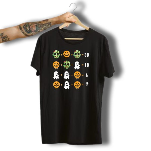 Math Teacher Halloween Pumpkin Zombie Puzzle Equation T Shirt t shirt 1