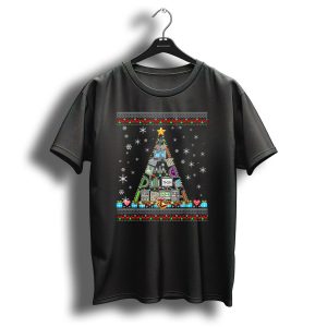 Math Teacher Lovers Ugly Christmas Tree Algebra Geometry Pi Equation T-Shirt