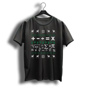 Math Teacher Ugly Christmas Sweater With Symbols And Reindeer T-Shirt