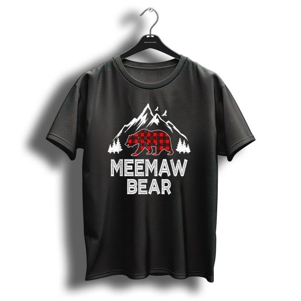 Meemaw Bear Christmas Red Plaid Buffalo Family Mountain Trees T Shirt 1 t shirt 1