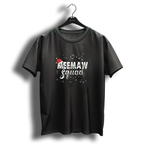 Meemaw Squad Santa Hat Christmas Lights Snowflakes T Shirt
