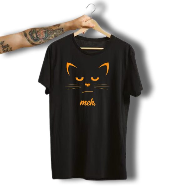 Meh Fancy Funny Halloween Cat Face T Shirt t shirt 1