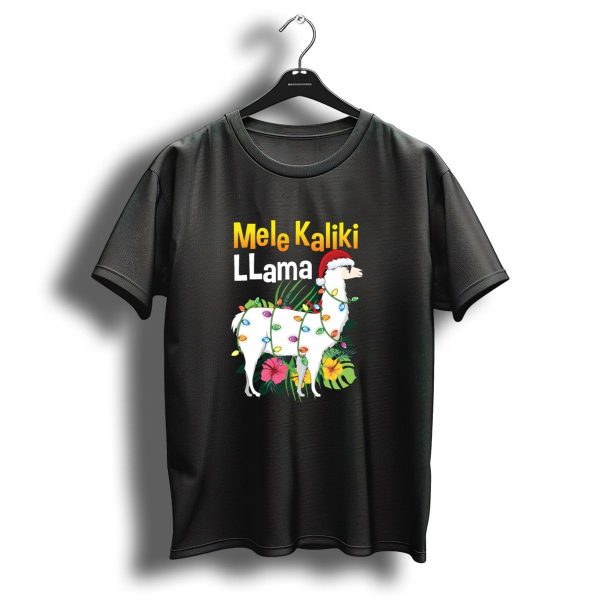 Mele Kaliki Llama Christmas Hawaiian Lights Santa Hat Floral T Shirt 1 t shirt 1