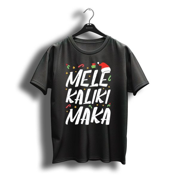 Mele Kalikimaka Christmas Hawaii Santa Hat Candy Canes Holly Presents T Shirt t shirt 1