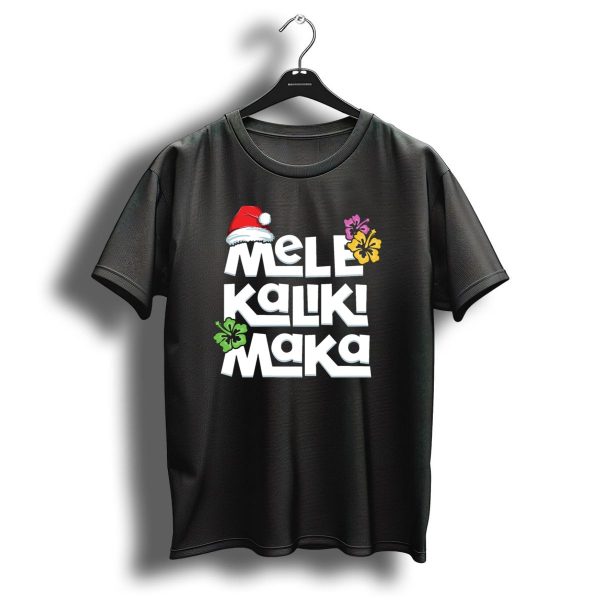 Mele Kalikimaka Christmas Hawaiian Santa Hat Hibiscus Flowers T Shirt 1 t shirt 1