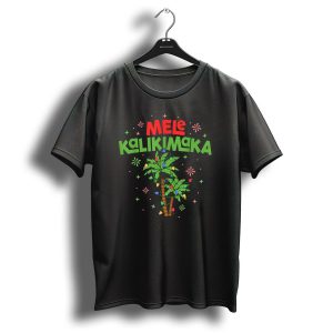 Mele Kalikimaka Christmas Palm Tree Lights Holiday T Shirt