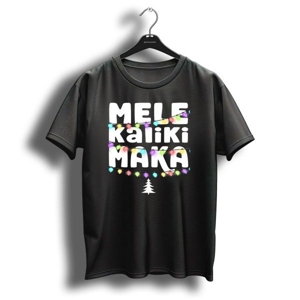 Mele Kalikimaka Hawaiian Christmas Festive Lights Tree T Shirt 1 t shirt 1