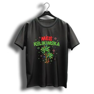 Mele Kalikimaka Hawaiian Palm Tree Christmas Lights T Shirt
