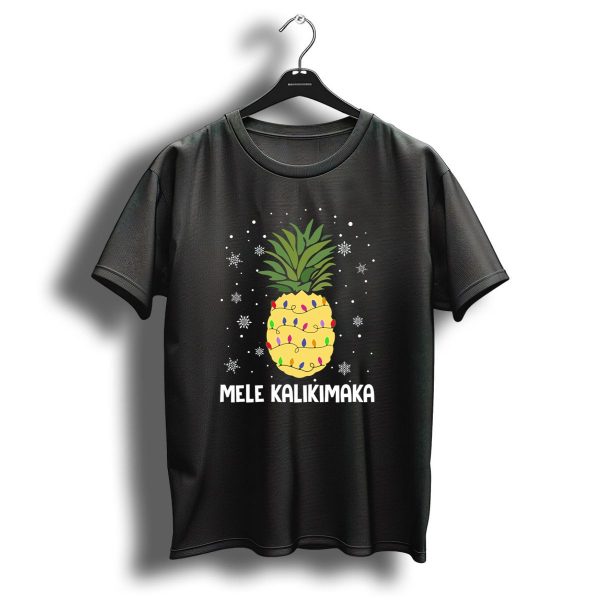 Mele Kalikimaka Pineapple Christmas Lights And Snowflakes T Shirt 1 t shirt 1