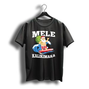 Mele Kalikimaka Surfing Santa Hawaiian Christmas Wave T-Shirt