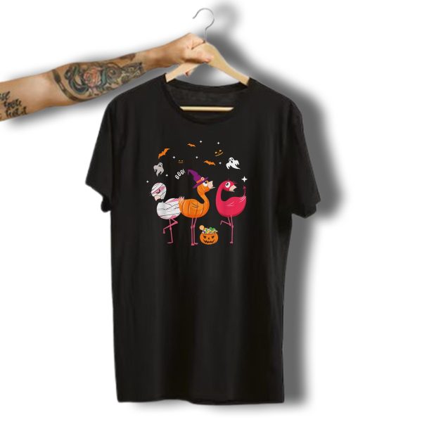 Mens Funny Three Flamingoes Halloween Costumes Boo T Shirt t shirt 1