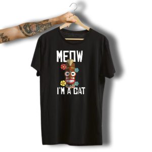 Meow I'M A Cat Tiki Totem Halloween Humor T-Shirt
