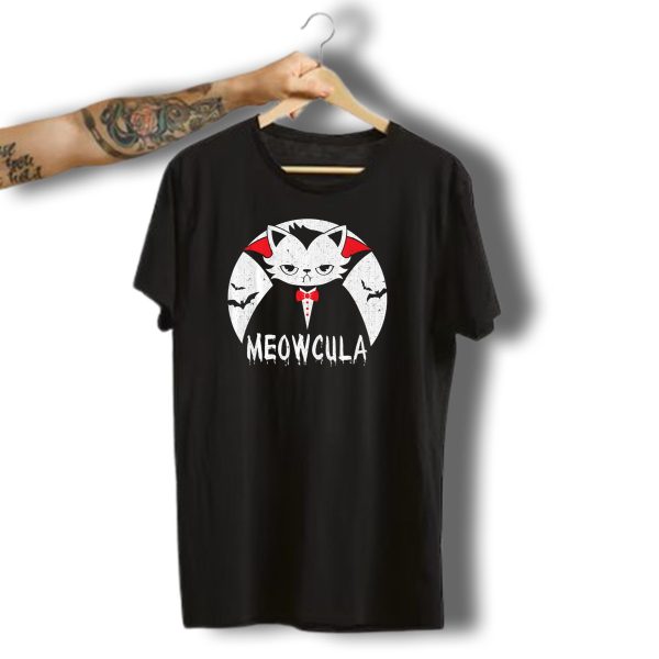 Meowcula Vampire Cat Halloween Dracula Bats Moon T Shirt t shirt 1
