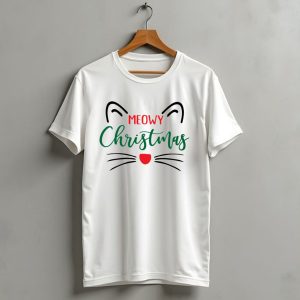 Meowy Christmas Cat Ears And Whiskers Festive T Shirt 1
