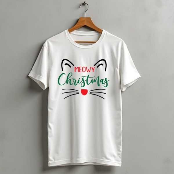 Meowy Christmas Cat Ears And Whiskers Festive T Shirt 1 t shirt 1