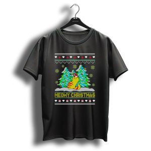 Meowy Christmas Cat Lover Ugly Christmas T-Shirt