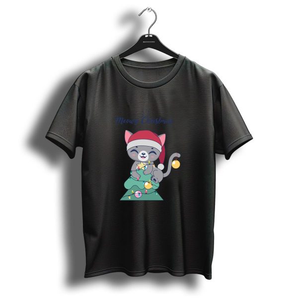 Meowy Christmas Festive Kitty On A Christmas Tree T Shirt 1 t shirt 1