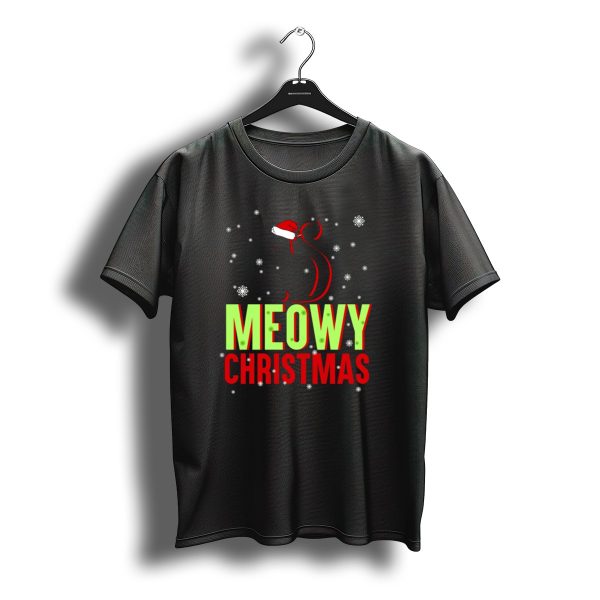 Meowy Christmas Santa Cat Snowflakes T Shirt t shirt 1