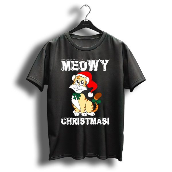 Meowy Christmas Santa Hat Cat T Shirt 1 t shirt 1