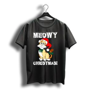 Meowy Christmas Santa Hat Cat T-Shirt