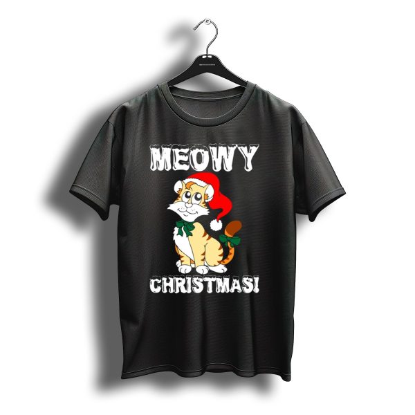 Meowy Christmas Santa Hat Cat T Shirt t shirt 1