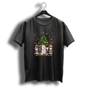 Meowy Christmas Tree Cats With Santa Hats And Lights T Shirt
